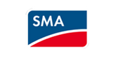Ein blau-rotes Logo mit dem Wort SMA darauf.