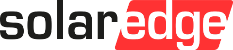 Ein rot-schwarzes Logo für Solar Edge auf weißem Hintergrund.