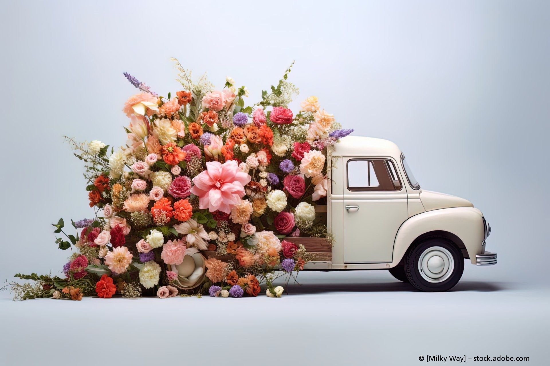 Oldtimer mit Blumenladung, Blumengeschäft Sieberg GmbH