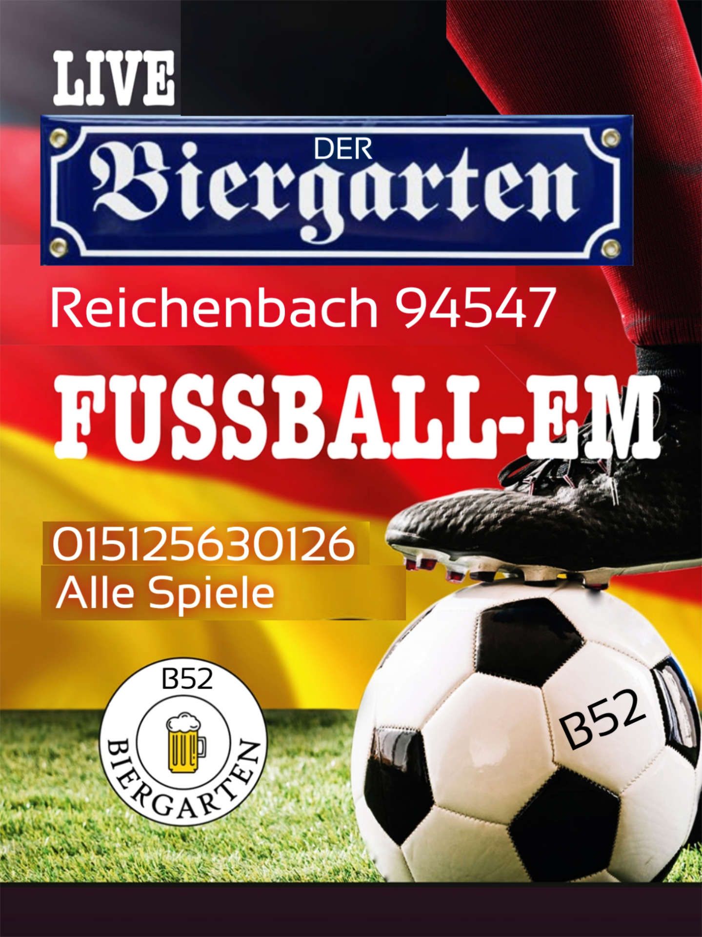 Fußball-EM Liveübertragungen aller Spiele im B52 Biergarten