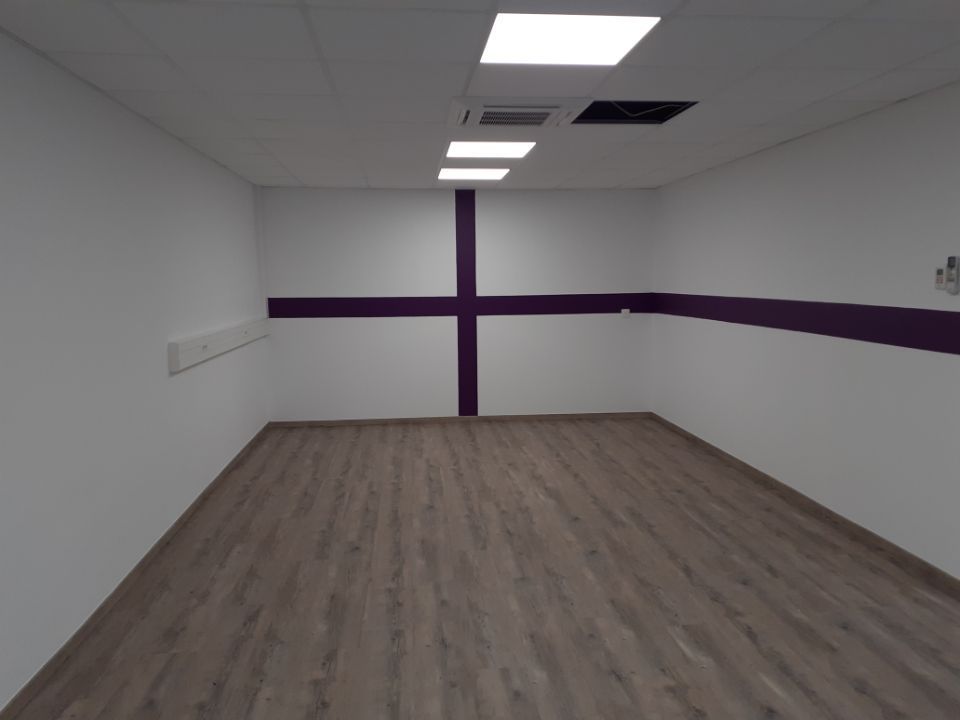 Pose de peinture avec une bande bordeaux à Carcassonne