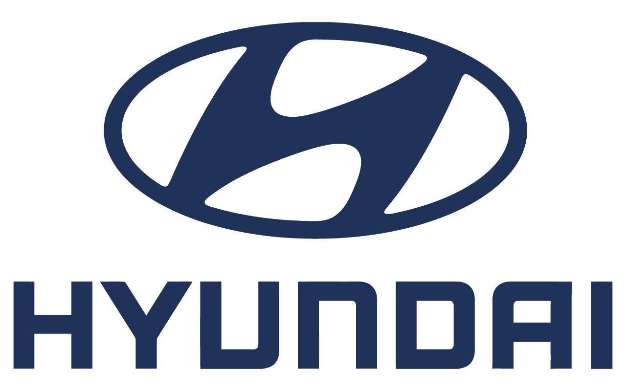 Un logotipo azul de Hyundai sobre un fondo blanco.