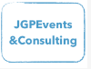 Se muestra un logotipo de jgevents & Consulting sobre un fondo blanco.