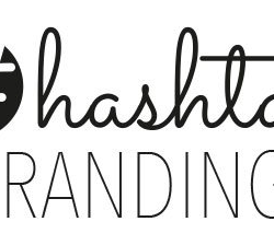 Un logotipo en blanco y negro para una empresa llamada hashtag branding.