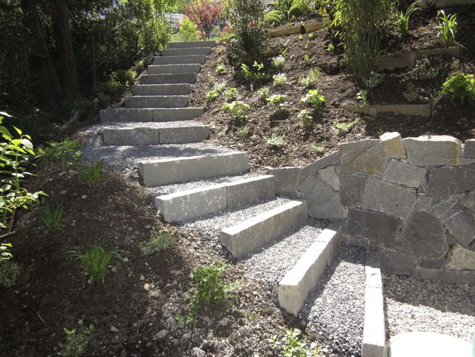 Treppen mit Natrusteinmauer - Richli Gartenbau und Gartenpflege