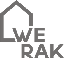 Harmaa logo, jossa on talon ääriviivat ja kirjaimet 