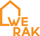 Oranssi "WERAK"-logo, jossa on tyylitelty viivapiirros talon &auml;&auml;riviivoista ja W-kirjain.