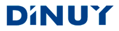 La palabra dinuy está escrita en letras azules sobre un fondo blanco.