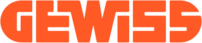 La palabra gewiss está escrita en naranja sobre un fondo blanco.