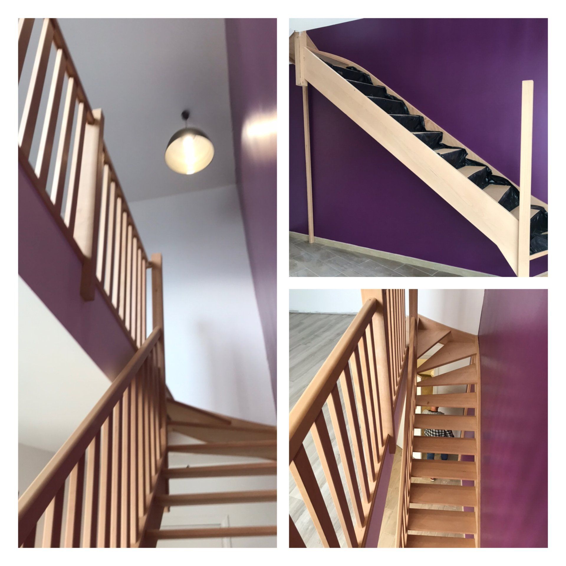 Pose d'escalier en bois