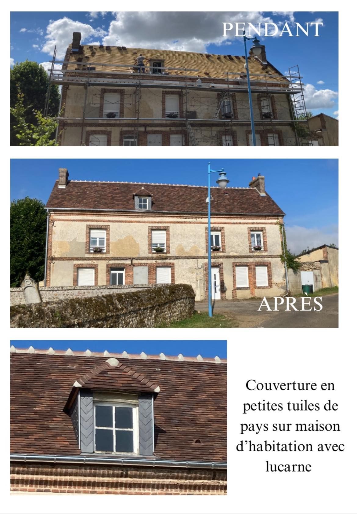 Rénovation d'une toiture en tuile.