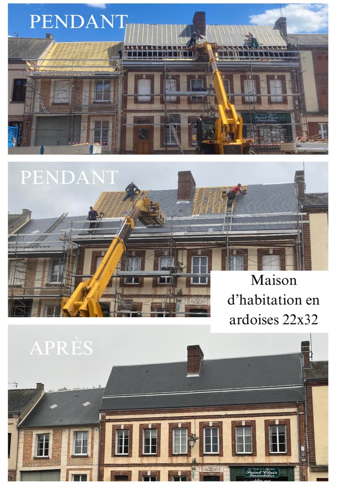 Toiture en ardoise d'une maison.