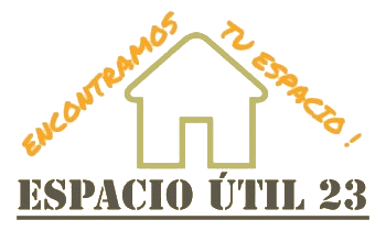 Un logotipo para Espacio Util 23 con una casa.