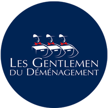 Logo Les Gentlemen du Déménagement sur fond bleu