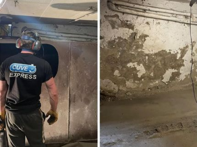 Un tuyau jaune dans une cuve enterrée