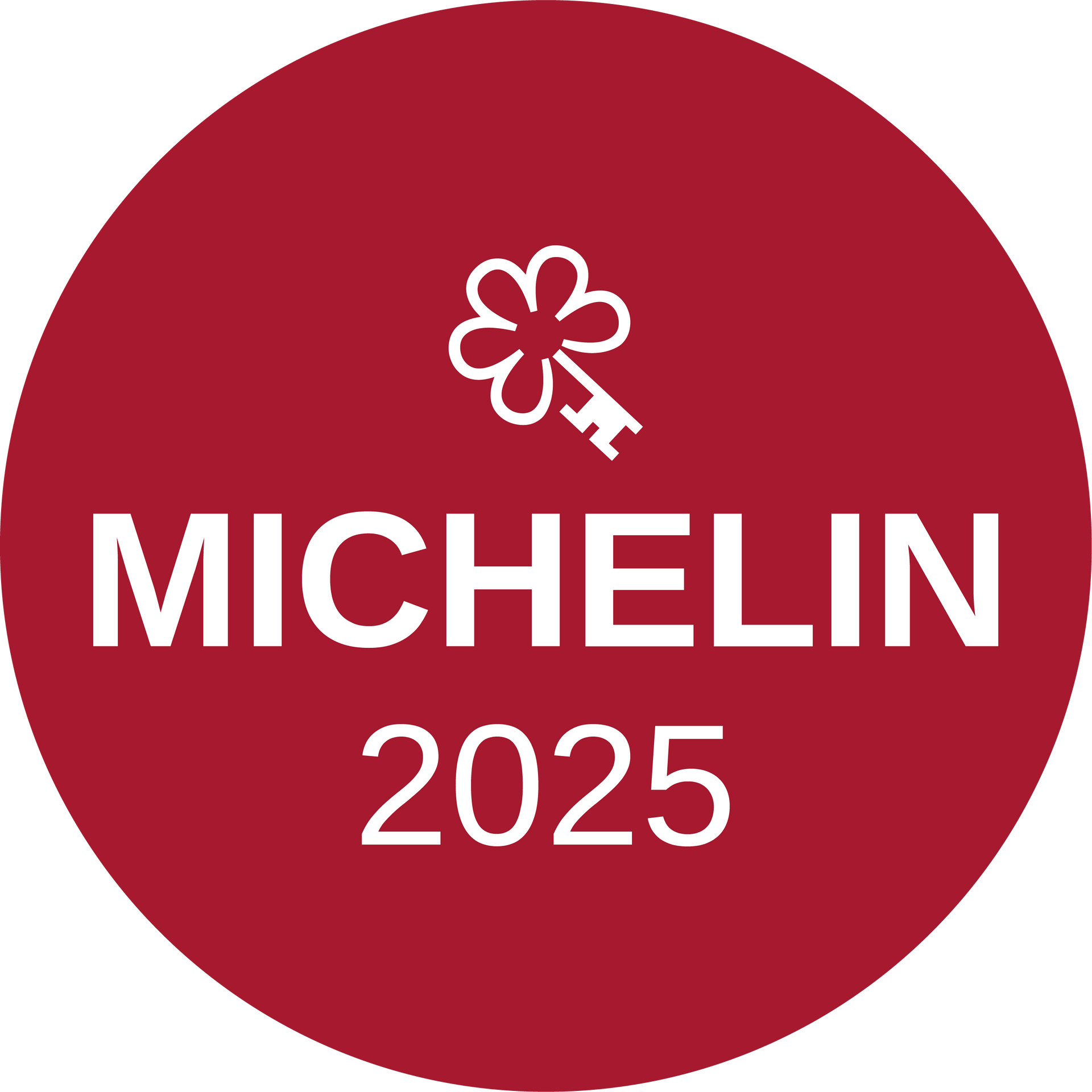 Ein rot-weißes Logo für den Michelin-Führer