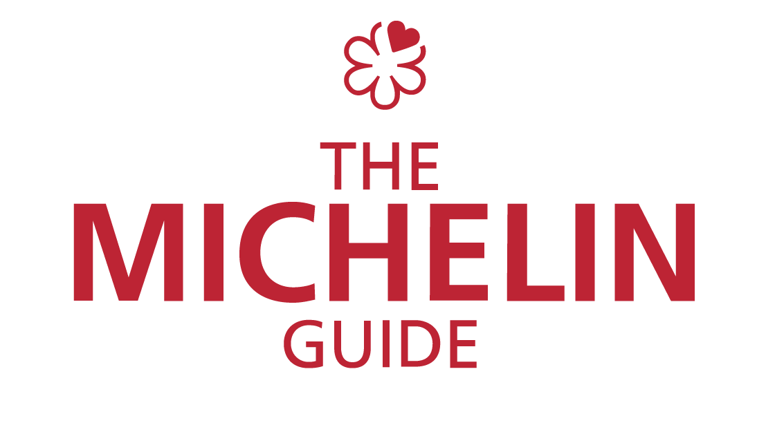 Ein rot-weißes Logo für den Michelin-Führer