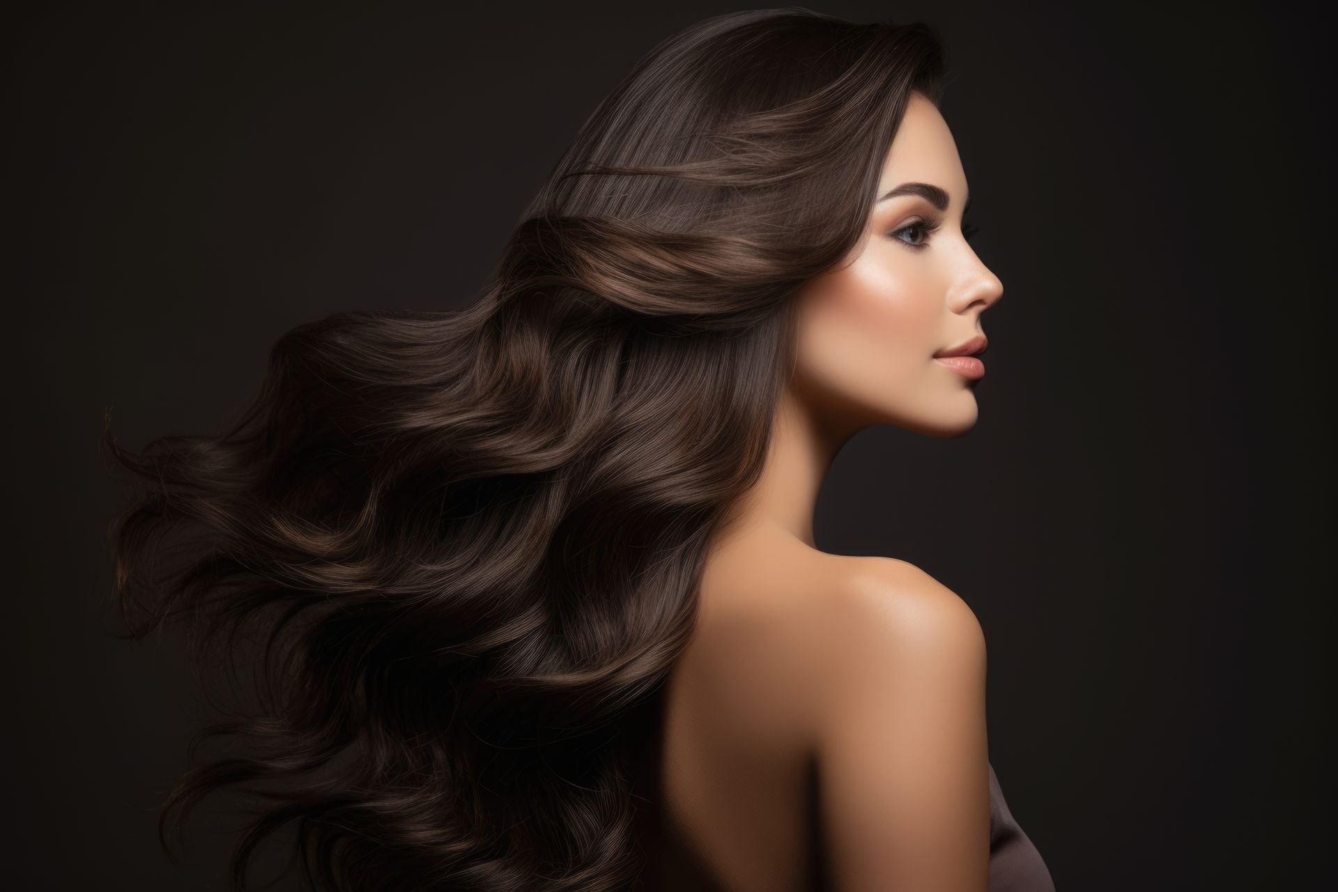 Eine Frau lässt sich in einem Salon von einem Friseur die Haare machen.