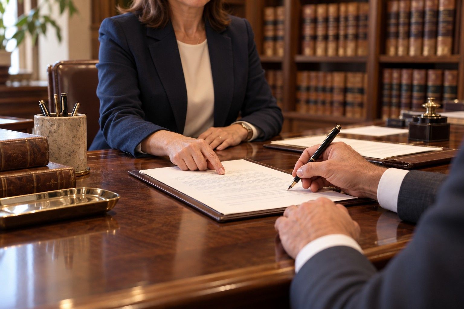 Firma ante notario de la escritura de cesión de derechos hereditarios.