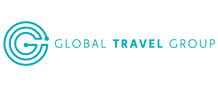 The logo for the global travel group is blue and white.