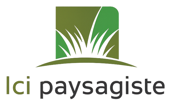 Le logo d'ici paysagiste montre un carré avec de l'herbe dessus.