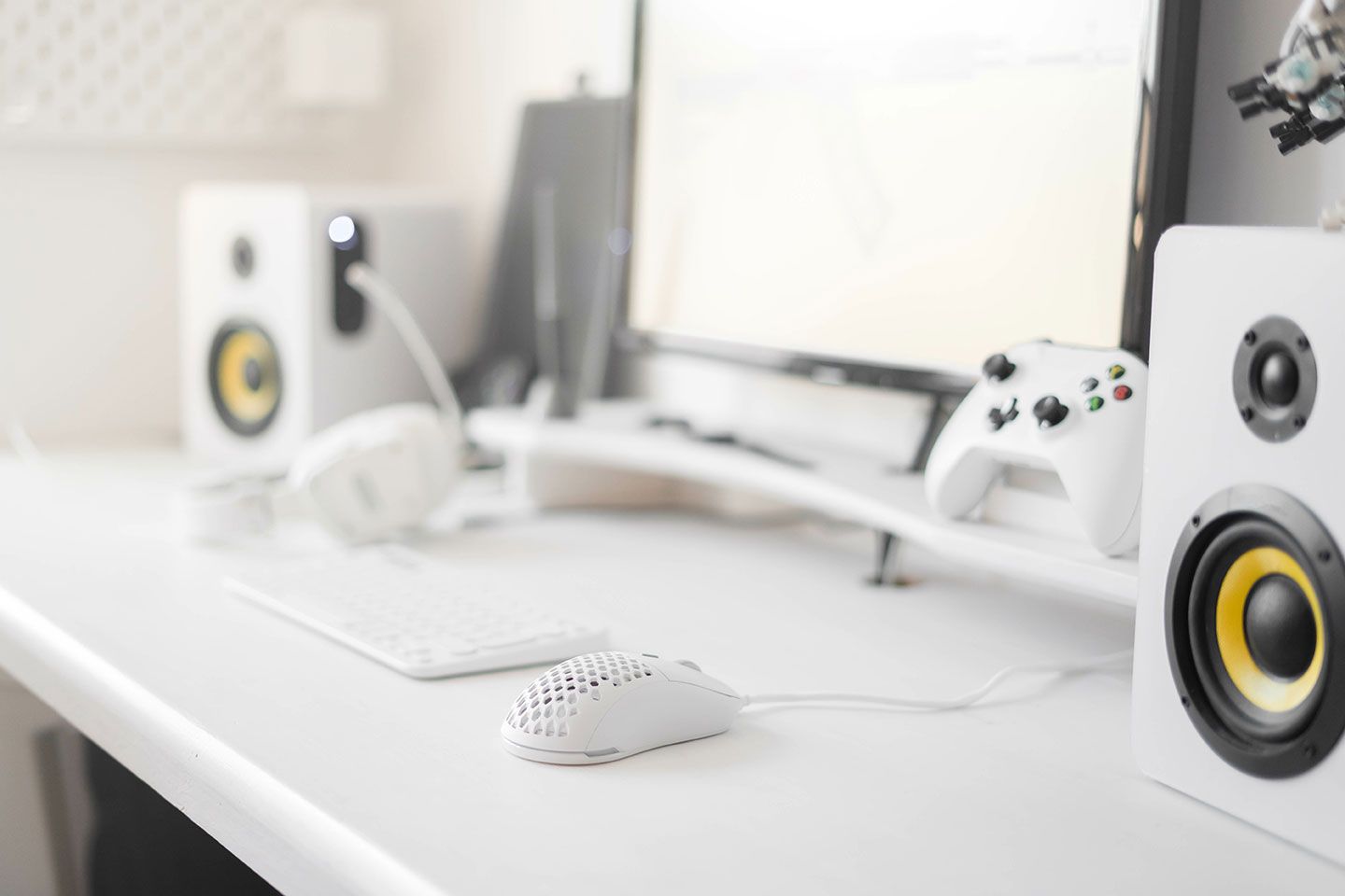 Ensemble setup gaming blanc