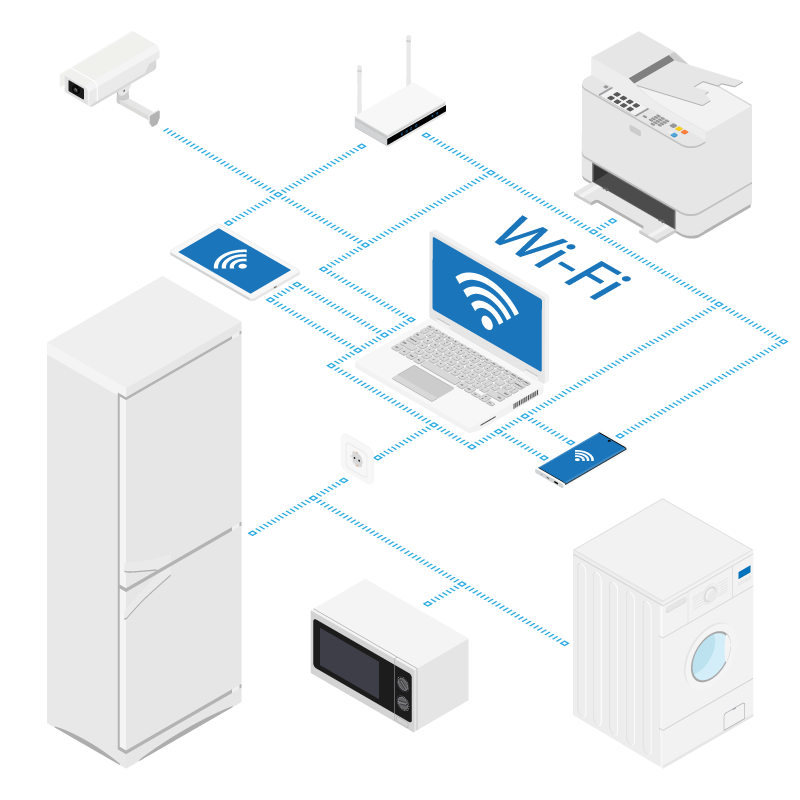Schéma d'appareils connectés en WI-FI