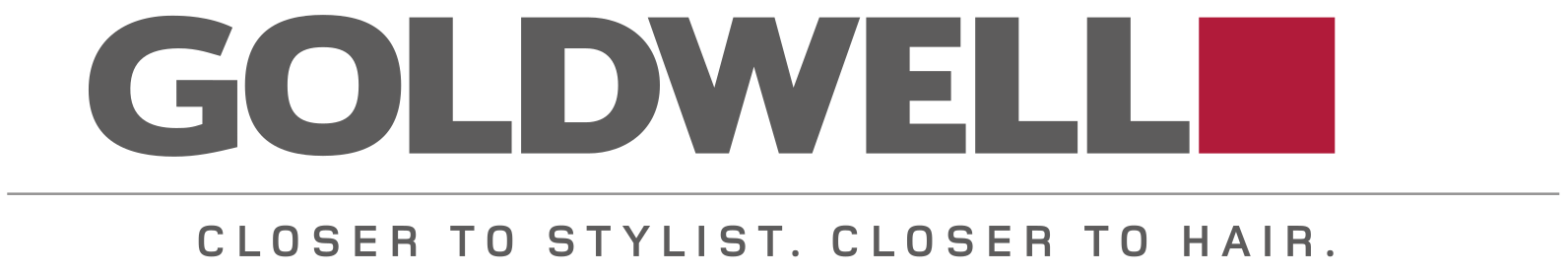 Ein Goldwell-Logo mit der Aufschrift „näher am Stylisten, näher am Haar“