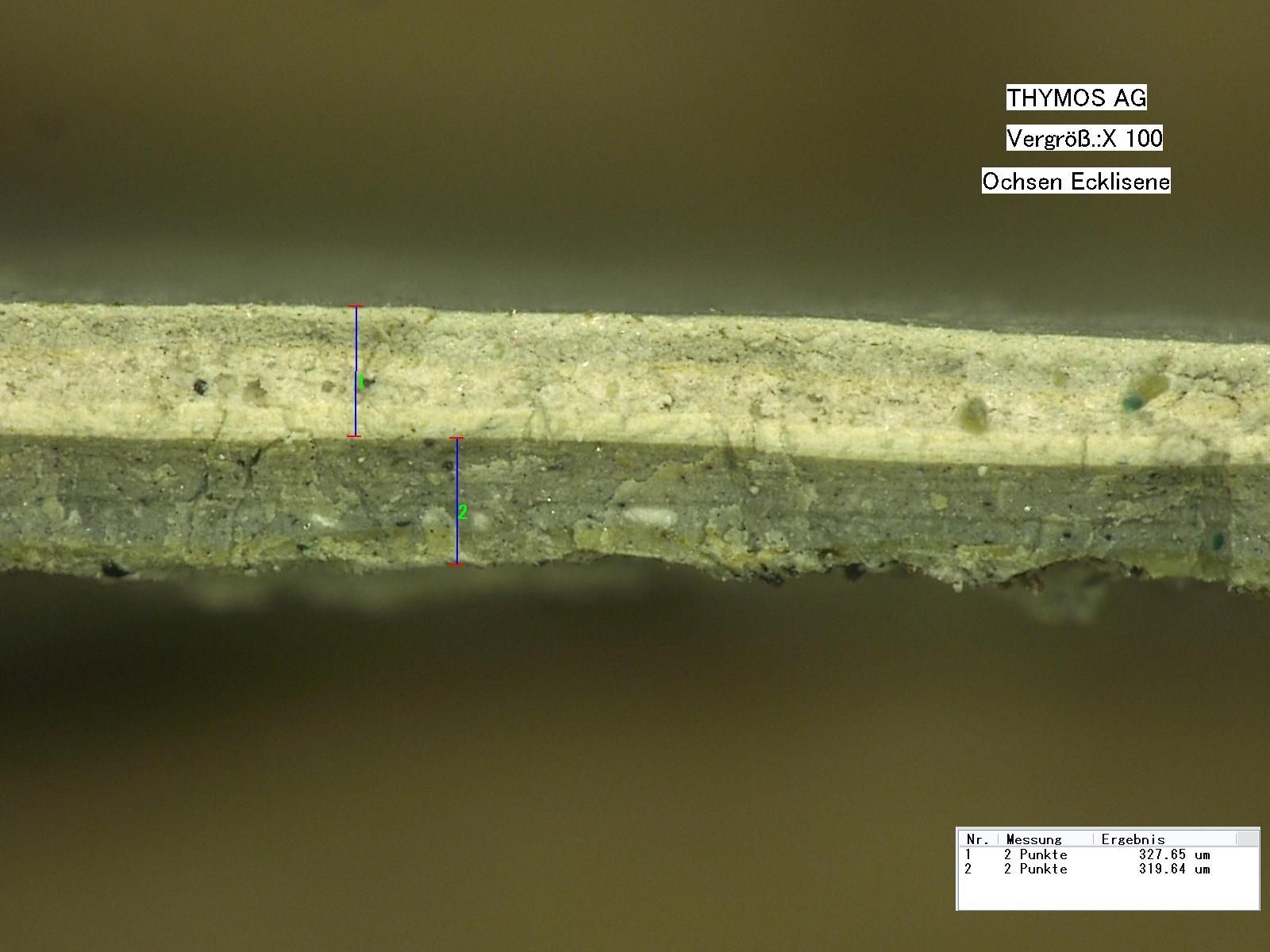 Eine Nahaufnahme eines Blattes Papier unter einem Mikroskop.
