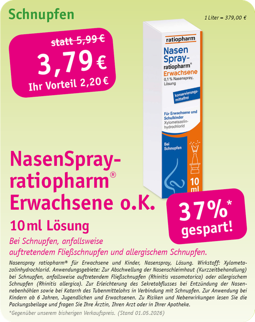 Werbung für Ibu-ratiopharm 400 mg Akut-Schmerztabletten. Weiße Schachtel mit Preisreduzierung von 7,49 € auf 4,99 €.