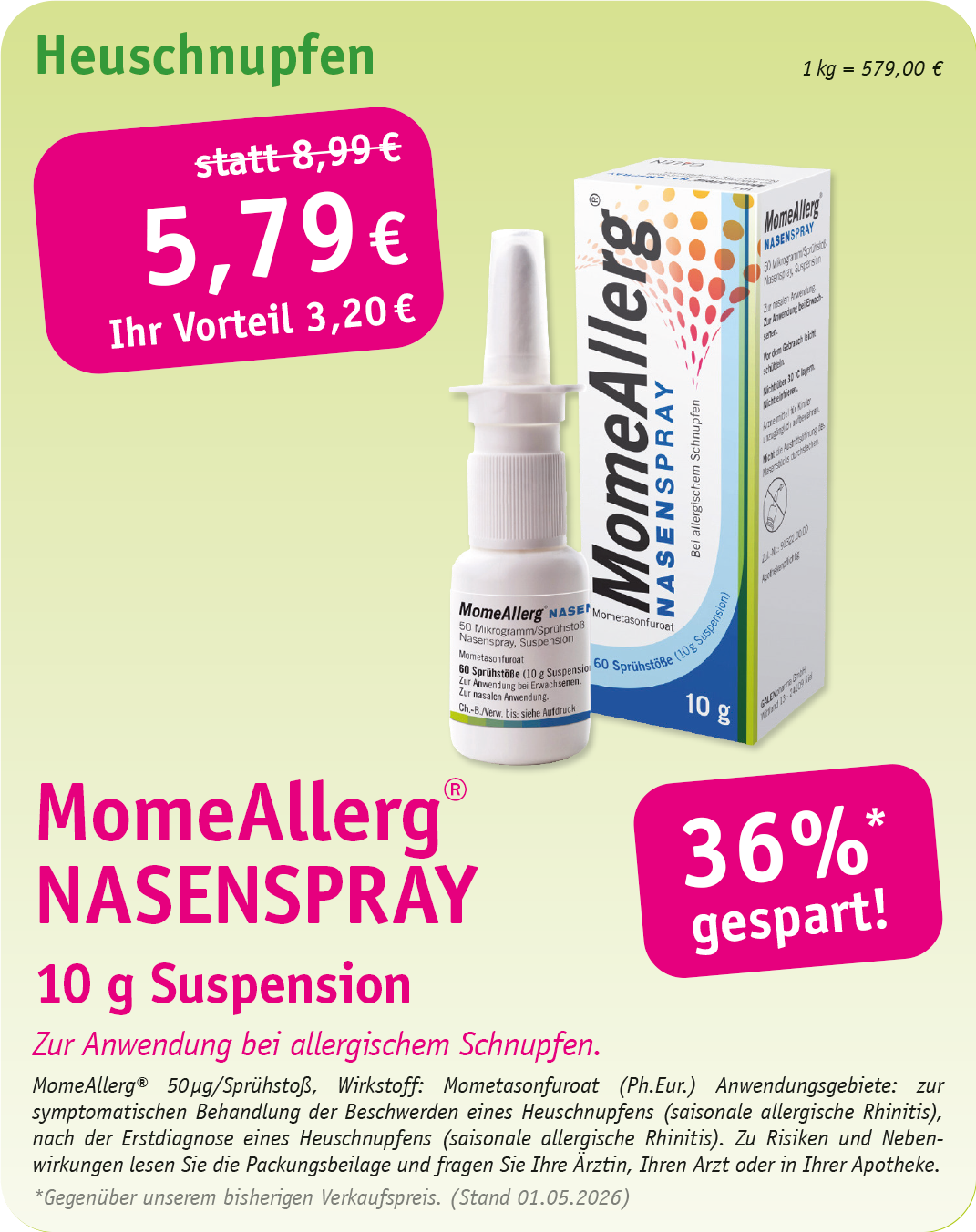 Werbung für Bepanthen Wundheilungssalbe; weiße Tube mit blauem Text, 38 % Rabatt.