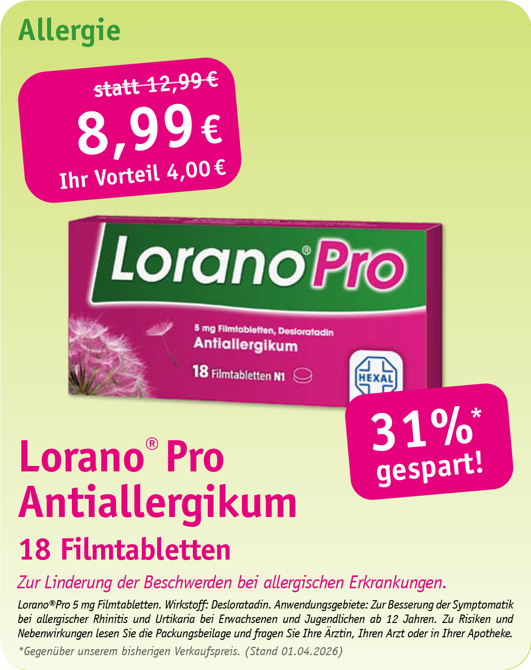 Werbung für Voltaren Schmerzgel, 120 g, zum Aktionspreis von 13,29 €, was einer Ersparnis von 34 % gegenüber dem Originalpreis entspricht.