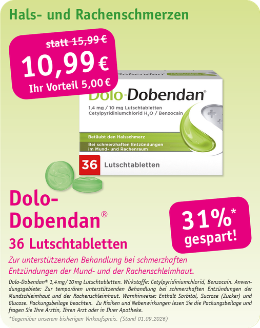 Imodium akut Werbeplakat mit 12 Hartkapseln, grün-pink, 6,99 € statt 10,99 € und 36 % Rabatt