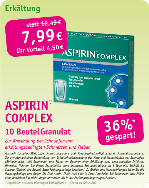 Voltaren Schmerzgel-Werbeangebot mit Tube und Schachtel auf lindgrünem Hintergrund, 13,29 € und 34 % Ersparnis.