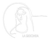 Dibujo lineal de la Mona Lisa con el texto &ldquo;LA GIOCONDA&rdquo; debajo.