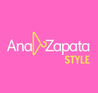 Logotipo rosa con la inscripci&oacute;n &ldquo;Ana Zapata STYLE&rdquo; en texto blanco y amarillo.