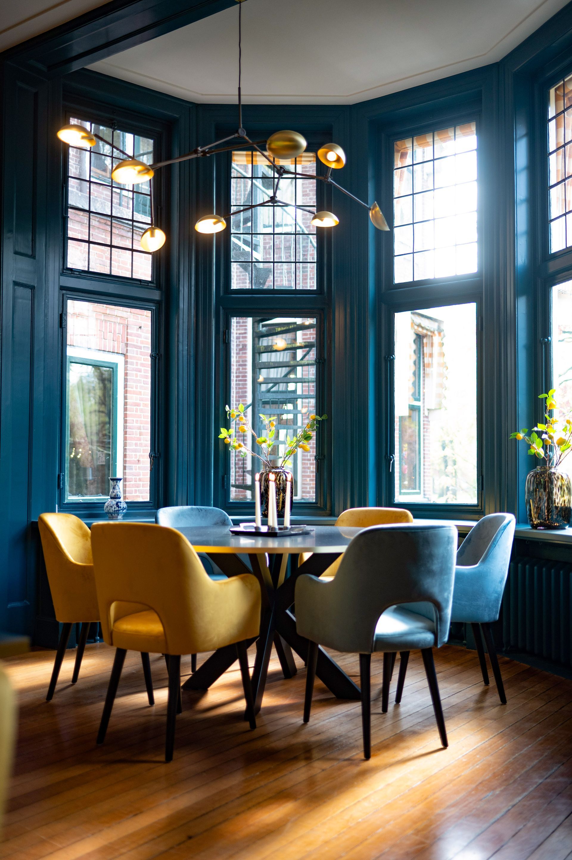 Een vrouw met lang krullend haar steekt haar hand op naar het gevlekte zonlicht in een bosrijke omgeving.