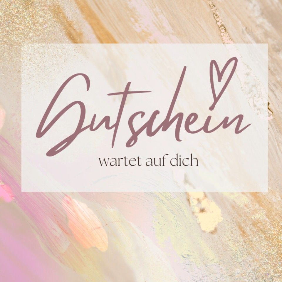 Ein Geschenkgutschein-Design mit dem Text „Gutschein wartet auf dich“ und einem Herzen auf einem abs