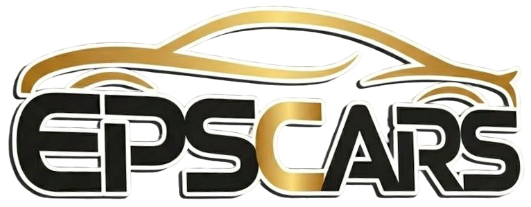 Logotipo de EPSCARS con el contorno de un coche dorado sobre texto en negrita negro y dorado.