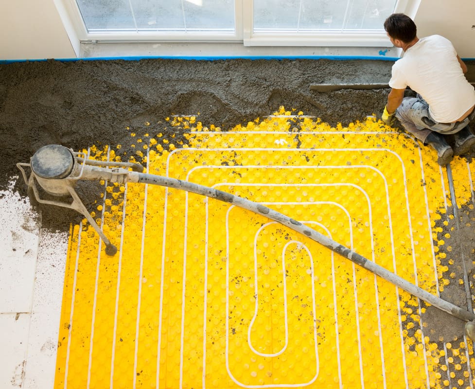 Recouvrement d'un plancher chauffant