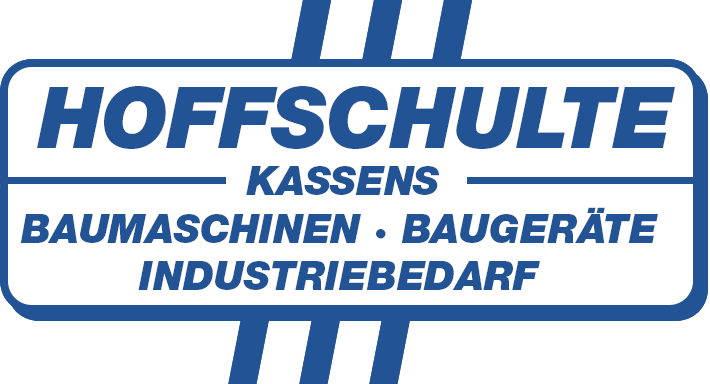 Blue Hoffschulte KASSENS logo with text: Baumaschinen, Baugeräte, Industriebedarf
