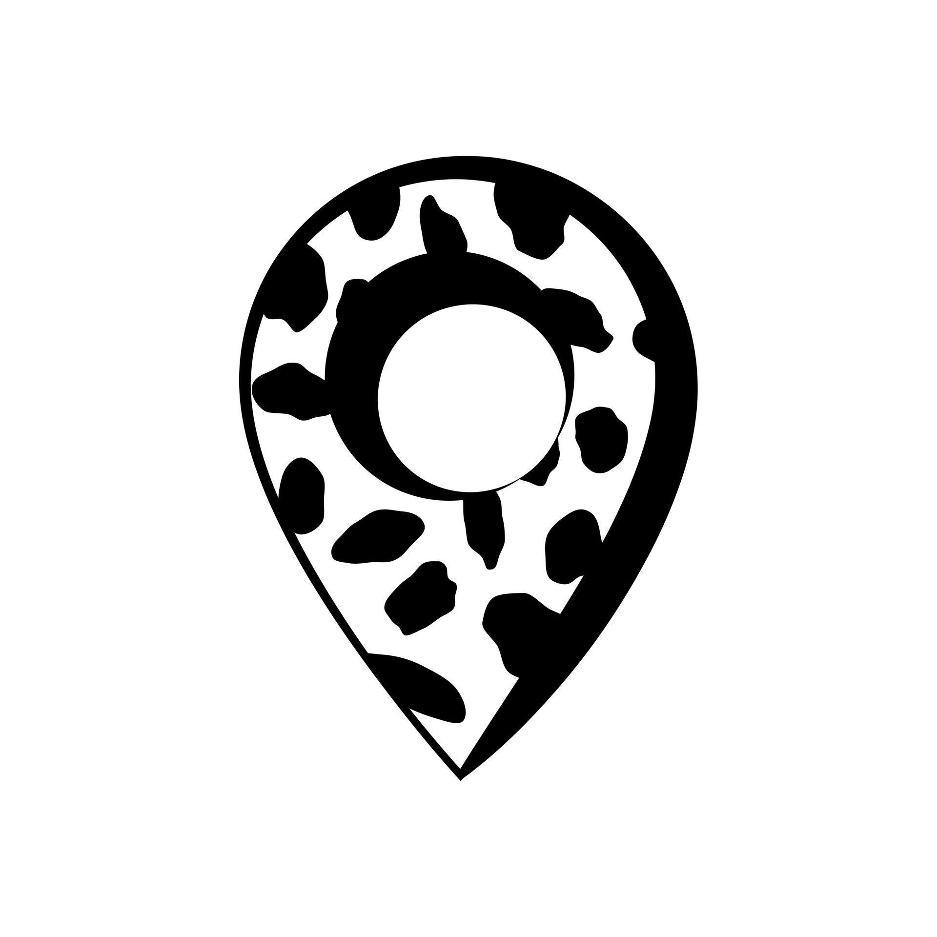 Épingle de carte noire avec des taches abstraites
