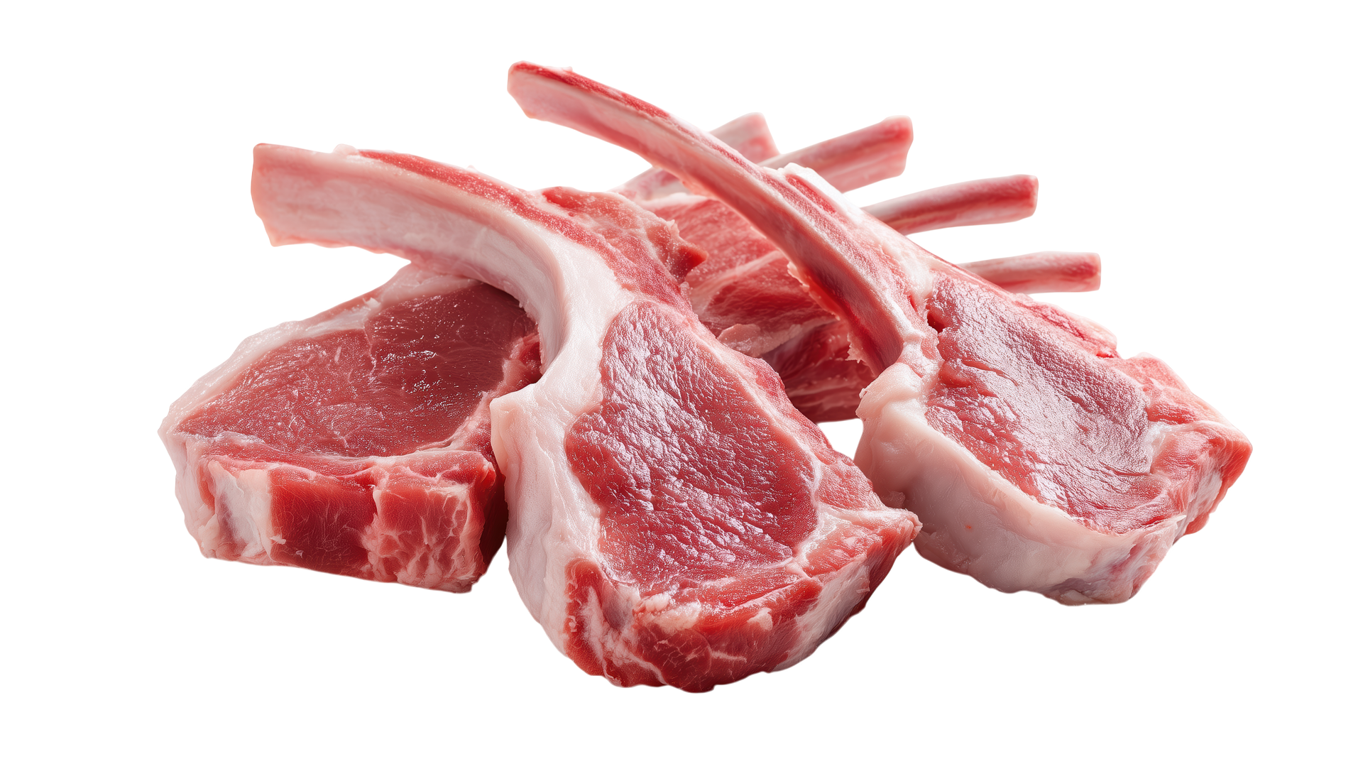 Côtelettes d'agneau crues sur fond blanc