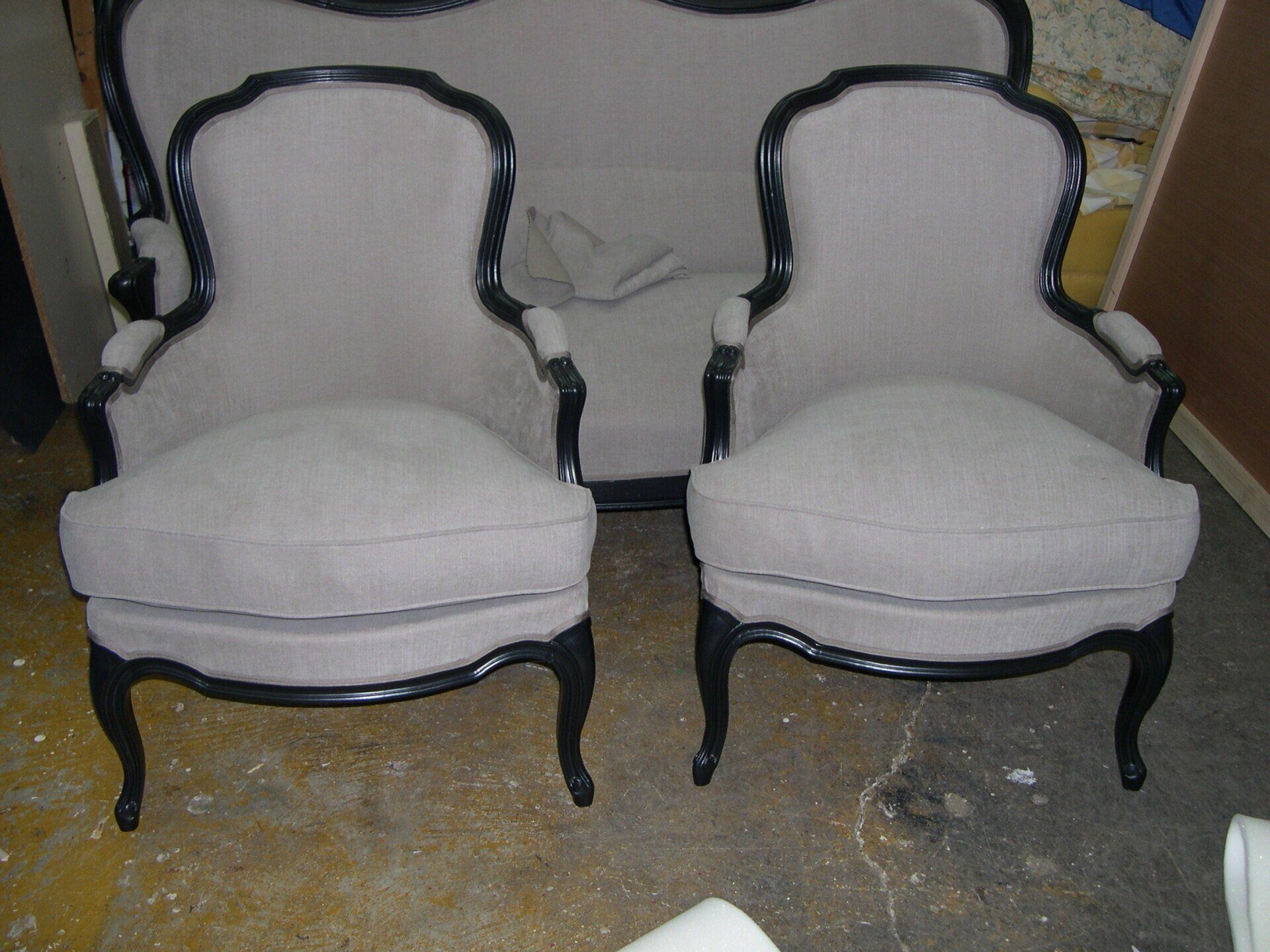 Bergères Louis Xv tissu Casamance passe poil houles