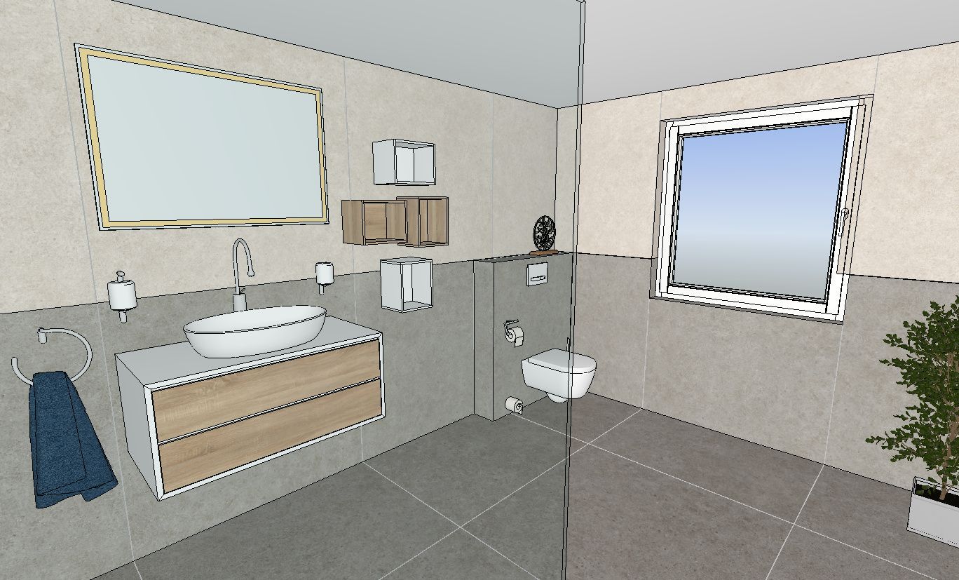 Ein Badezimmer mit Waschbecken, Spiegel und Fenster