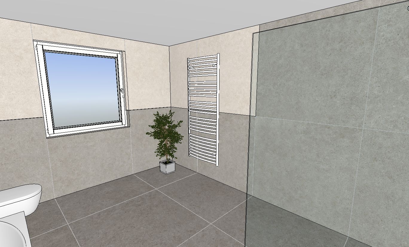 Eine Zeichnung eines Badezimmers mit Toilette und Fenster