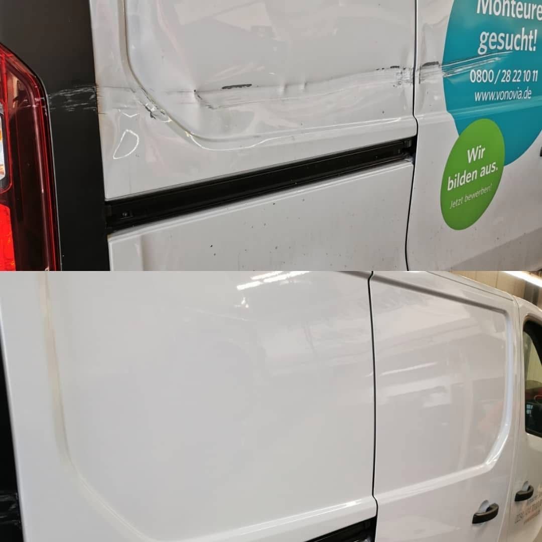 Karosserieschaden an Fahrzeugseite – fachgerechte Reparatur beim Autolackierer in Fürth