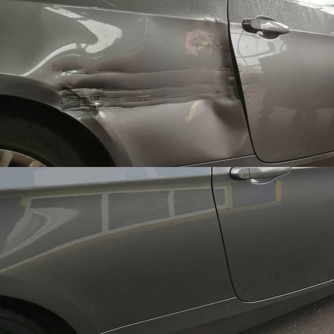 Beschädigte Autotür und Kotflügel nach Unfall – professionelle Unfallinstandsetzung in Fürth