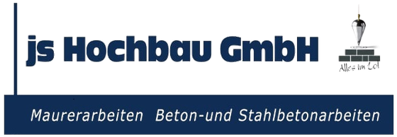 Ein blau-weißes Logo für die js hochbau gmbh