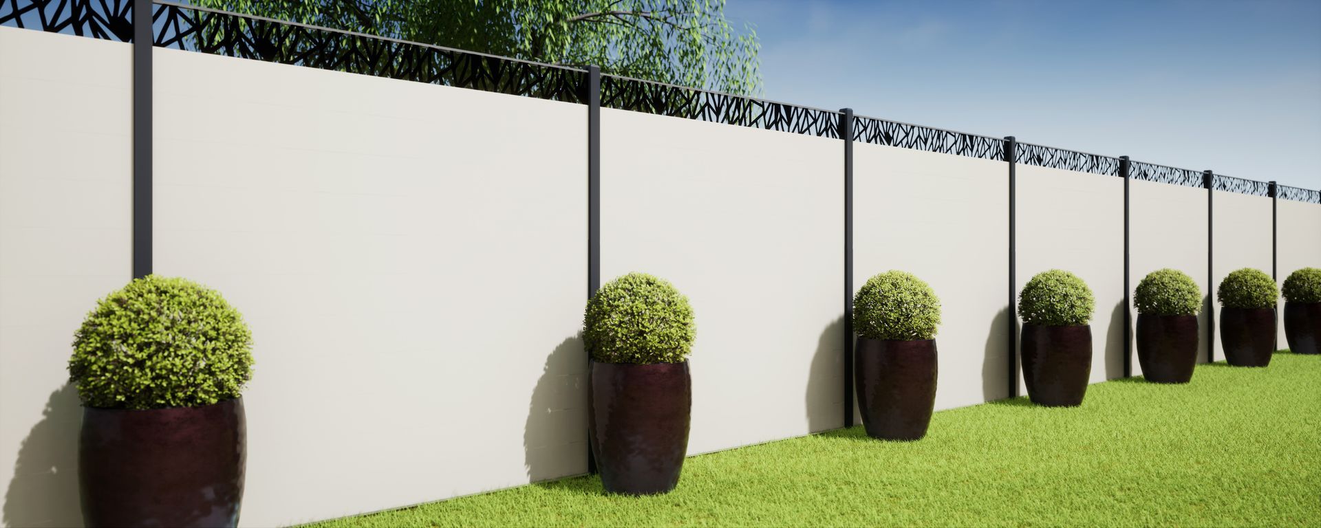 Clôture en aluminium et béton